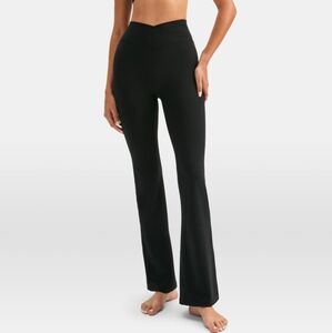 Tala DAYFLEX WRAP HIGH WAISTED FLARED YOGA PANT - SHADOW BLACK